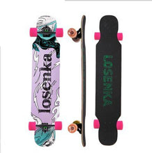 Load image into Gallery viewer, Adult four-wheel skateboard double pull rod maple skateboard 5-inch long board road board skateboard