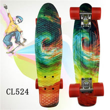 Load image into Gallery viewer, 22" inch Cruiser Skateboard Mini Plastic Skate Board Retro Longboard Outdoor Adult/Children Graphic Galaxy Starry Printed Skate