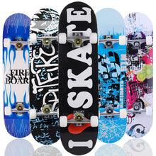 Load image into Gallery viewer, 31inches Adult & Kids Double Rocker Skateboard Complete Skateboard Skate Board Street Dancing Skateboard Maple Deck Board