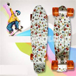 19 Colors 22" inch Cruiser Skateboard Mini Plastic Skate Board Retro Longboard Outdoor Adult/Children Graphic Printed Skate