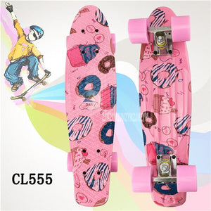 19 Colors 22" inch Cruiser Skateboard Mini Plastic Skate Board Retro Longboard Outdoor Adult/Children Graphic Printed Skate