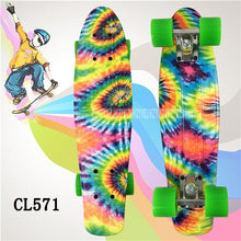 Load image into Gallery viewer, 19 Colors 22&quot; inch Cruiser Skateboard Mini Plastic Skate Board Retro Longboard Outdoor Adult/Children Graphic Printed Skate