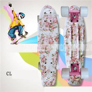 19 Colors 22" inch Cruiser Skateboard Mini Plastic Skate Board Retro Longboard Outdoor Adult/Children Graphic Printed Skate