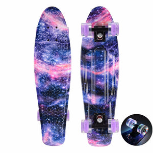CHI YUAN 27 Inch Cruiser Skateboard Penny Board Longboard Retro Plastic Skate Board Graphic Series Galaxy Dream Starry