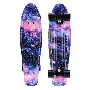 CHI YUAN 27 Inch Cruiser Skateboard Penny Board Longboard Retro Plastic Skate Board Graphic Series Galaxy Dream Starry