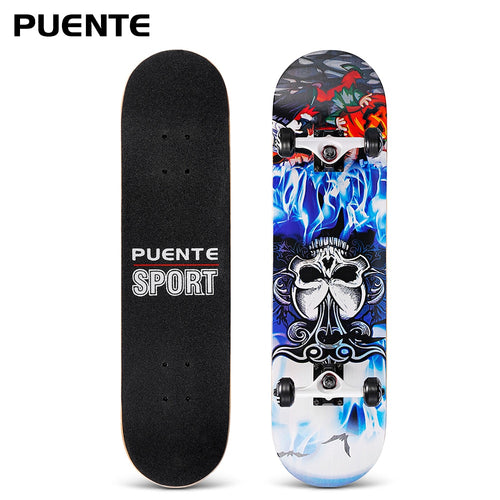 PUENTE 31-Inch U-Shaped Transverse Skateboard 7-Layer Maple Wood Deck Skate Board With T-Shape Tool For Kids Adults Beginners