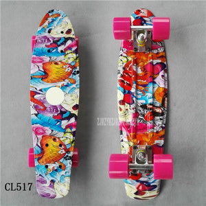 22" inch Cruiser Skateboard Mini Plastic Skate Board Retro Longboard Outdoor Adult/Children Graphic Galaxy Starry Printed Skate