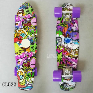 22" inch Cruiser Skateboard Mini Plastic Skate Board Retro Longboard Outdoor Adult/Children Graphic Galaxy Starry Printed Skate