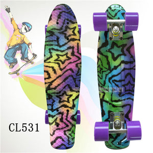 22" inch Cruiser Skateboard Mini Plastic Skate Board Retro Longboard Outdoor Adult/Children Graphic Galaxy Starry Printed Skate