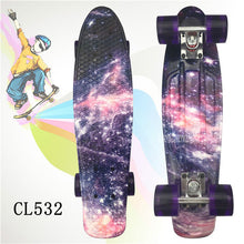 Load image into Gallery viewer, 22&quot; inch Cruiser Skateboard Mini Plastic Skate Board Retro Longboard Outdoor Adult/Children Graphic Galaxy Starry Printed Skate