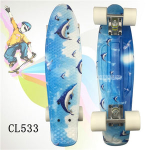 22" inch Cruiser Skateboard Mini Plastic Skate Board Retro Longboard Outdoor Adult/Children Graphic Galaxy Starry Printed Skate