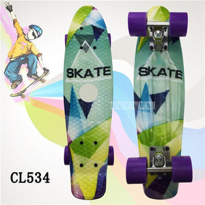 22" inch Cruiser Skateboard Mini Plastic Skate Board Retro Longboard Outdoor Adult/Children Graphic Galaxy Starry Printed Skate