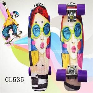 22" inch Cruiser Skateboard Mini Plastic Skate Board Retro Longboard Outdoor Adult/Children Graphic Galaxy Starry Printed Skate