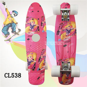 22" inch Cruiser Skateboard Mini Plastic Skate Board Retro Longboard Outdoor Adult/Children Graphic Galaxy Starry Printed Skate