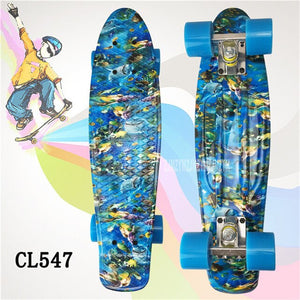 22" inch Cruiser Skateboard Mini Plastic Skate Board Retro Longboard Outdoor Adult/Children Graphic Galaxy Starry Printed Skate