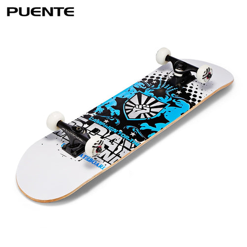 PUENTE 31-Inch Skateboard 7-Layer Maple Wood Deck With T-Shape Tool Double Rocker Skateboards For Kids Adults Beginners