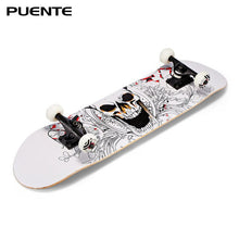 Load image into Gallery viewer, PUENTE 31-Inch Skateboard 7-Layer Maple Wood Deck With T-Shape Tool Double Rocker Skateboards For Kids Adults Beginners