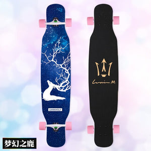 MS414 Dream Ⅰ 117cm/46in Multicolour Printing Griptape Dancing Street Longboard Abec-9 High Speed Chrome Steel Bearing