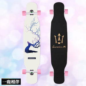 MS414 Dream Ⅰ 117cm/46in Multicolour Printing Griptape Dancing Street Longboard Abec-9 High Speed Chrome Steel Bearing