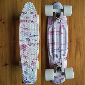 Plastic Mini Cruiser Penny Board Skateboard 22" X 6" Retro Longboard Skate Long Board Pine Tree Graphic Printed