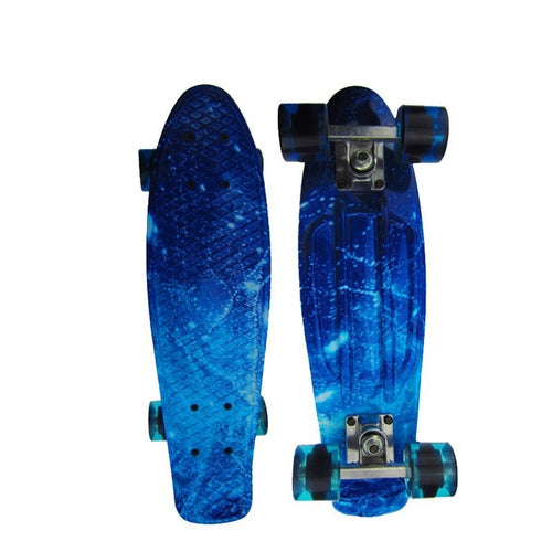 2016 NEW 22 inch Mini Cruiser Plastic Skateboard Retro Longboard Blue starry sky Skateboard small fish board for Boys & Girls