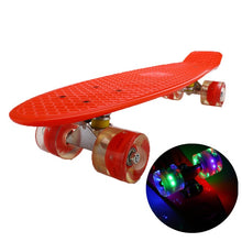 Load image into Gallery viewer, 22inch Skate Board Flashing Light Mini Cruiser Skateboard Plastic Longboard Banana Fishboard Street Outdoor Sports For Girl Boy