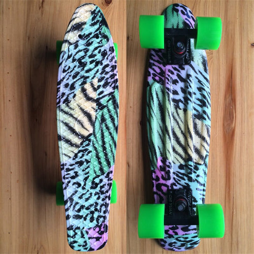 Leopard Graphic Penny Board Mini Cruiser Plastic Skateboard 22