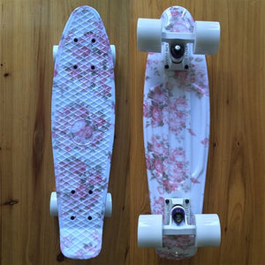 Mini Cruiser Penny Board Plastic Skateboard 22" X 6" Retro Longboard Skate Long Board Floral Graphic Printed