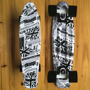 Mini Cruiser Penny Board Plastic Skateboard 22" X 6" Retro Longboard Skate Long Board Floral Graphic Printed