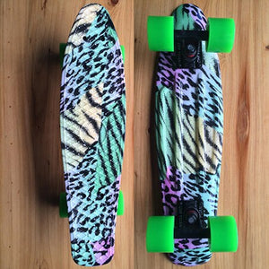 Mini Cruiser Penny Board Plastic Skateboard 22" X 6" Retro Longboard Skate Long Board Floral Graphic Printed