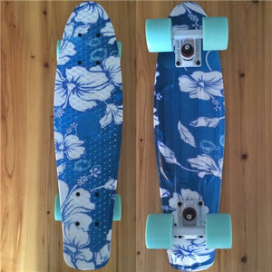 Mini Cruiser Penny Board Plastic Skateboard 22" X 6" Retro Longboard Skate Long Board Floral Graphic Printed