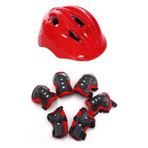 7 Pcs Children Skating Protective Helmet Gear Sets Knee Elbow Wrist Pads for 4-12 years old Kids Skateboard Biking Equipments