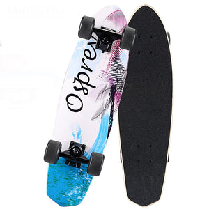 Maple Cruiser Skateboard 26 x 7" Professional Skateboard Longboard Skate board Complete for Girls Boys Shark Blue Black