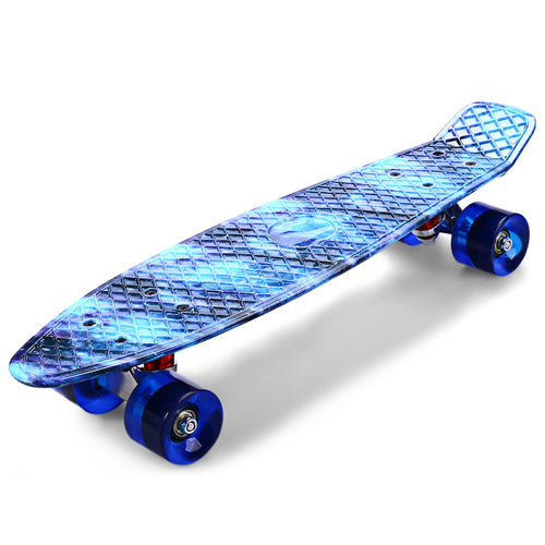 CL-94 22 Inch Long Skateboard Printed Graffiti Starry Sky Pattern Retro Mini Skateboard Cruiser PU Four-Wheel Skate Board