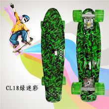 Load image into Gallery viewer, Plastic Skateboard 22&quot; Shining color mixed Skate Cruiser Board Plastic Retro Style Banana Skateboard Light Mini Longboard