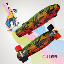 Load image into Gallery viewer, Plastic Skateboard 22&quot; Shining color mixed Skate Cruiser Board Plastic Retro Style Banana Skateboard Light Mini Longboard