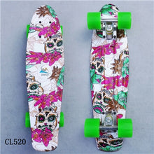 Load image into Gallery viewer, Plastic Skateboard 22&quot; Shining color mixed Skate Cruiser Board Plastic Retro Style Banana Skateboard Light Mini Longboard