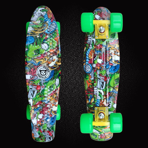 Free Shipping Plastic skateboard Graffiti Printed Cruiser Long Style Complete Single Rocker Long Board skateboarding board