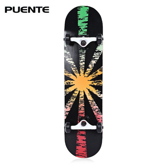 PUENTE 602 ABEC - 9 Four-Wheel Double Snubby Maple Skateboard 5 Inches 5V Magnesium Aluminum Alloy Truck